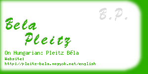 bela pleitz business card
